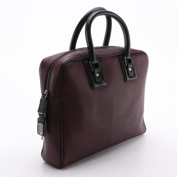 AUTH DOLCE GABBANA Plum Purple Grained Leather Briefcase Bag Like New - Picture 2 of 7